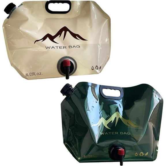 Epullzh Water Container with Spigot 2 Pcs/8L Folding Water Storage Water Carrier Camping Water Bag with Tap for Hiking Climbing Fishing Travel Picnic
