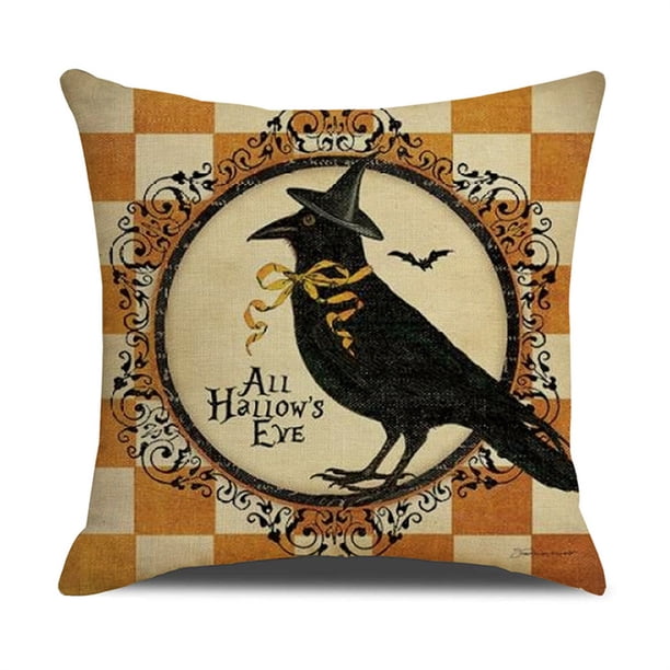 Yuarrent Funda de almohada decorativa, decoración de Halloween, funda de almohada acogedora con patrón de calabaza, funda de cojín cuadrada para sofá, Decoración del hogar diez SXYM42 Yuarrent HA060851-10B