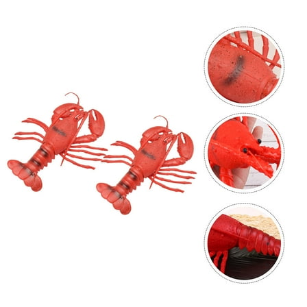 COSMOBETTY 2Pcs Realistic Lobster Figurine Rubber Material Ocean Animal Toy For Kids