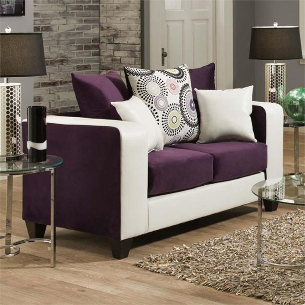 Flash Furniture Riverstone Implosion Purple Velvet Loveseat