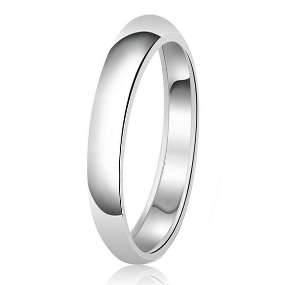 Tioneer 3mm Classic Sterling Silver Plain Wedding Band Ring
