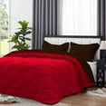 thumbnail image 3 of D.N.G. BEDDINGS 5 Piece Luxury Reversible Diamond Pattern Comforter Set Premium Super Soft, All Season 800 TC, 100% Egyptian Cotton Oversized Super King Size Chocolate/Red Solid Color, 3 of 7