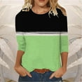 thumbnail image 2 of GigrtiJin Womens 3/4 Sleeves Shirts Fall Round Neck Casual Colorblock Pullover Tops Fashion Loose Comfy Blouse, 2 of 3