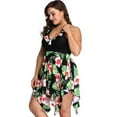 thumbnail image 3 of Sexy Dance Women Tummy Control Swim Dress Plus Size Swimsuit Floral Swimwear Ruffles Bathing Suit Halterneck Beachwear With Briefs, 3 of 4