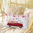 thumbnail image 4 of Valentine's Day Pillow Covers, Linen Long Throw Pillow Case, Pink Love Heart Truck Floral Romantic Holiday Pillow Protector Decorative Cushion Cover for Living Room/Bedroom 20" x 26", 4 of 8