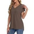 thumbnail image 5 of Lmnyox V Neck T Shirt for Women Short Sleeve Casual Loose Summer Shirts Solid Color Fashion Basic Tees Tops, 5 of 7