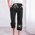 thumbnail image 2 of Womens Pants Spring Summer Lace Up Loose Slacks Solid Drawstring Capri Pants Pocket Black Loose Pants for Women L, 2 of 4