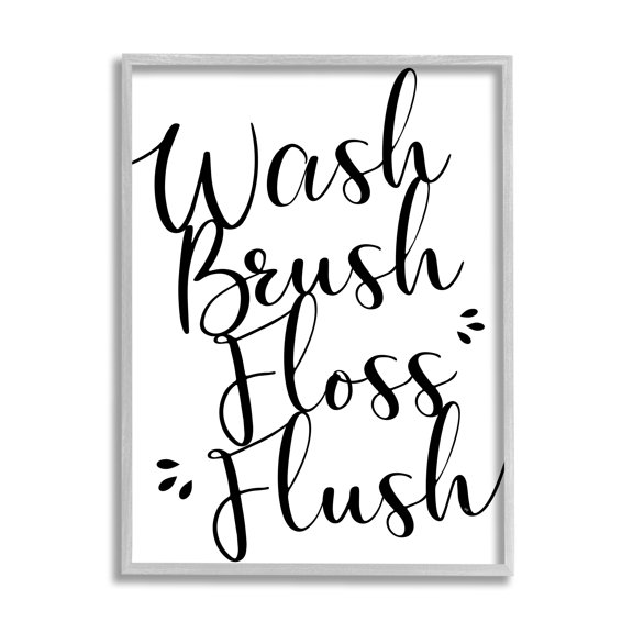 Stupell Industries Bathroom Rules Phrase Typography Painting Gray Framed Art Print Wall Art, 11 x 14