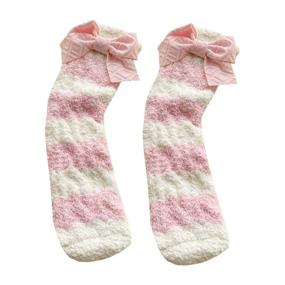BLOCLOALO 1 Pc Socks Women Crew Socks Womens Fuzzy Socks Cozy Winter Warm Soft Cute Bowknot Fuzzy Home Slipper Socks Polyester Socks Thick Comfortable Socks Warm Socks A One Size