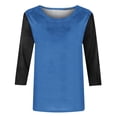 thumbnail image 4 of Besolor Women's Casual 3/4 Sleeve T-Shirts Round Neck Cute Tunic Tops Basic Tees Blouses Loose Color Block Pullover, 4 of 5