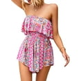 thumbnail image 2 of VISgogo Mameluco de Mujer, Sin Mangas Cintura Alta Abrigo Pecho Retro Estampado Casual Fiesta Verano Mono Corto VISgogo  moda, 2 of 6