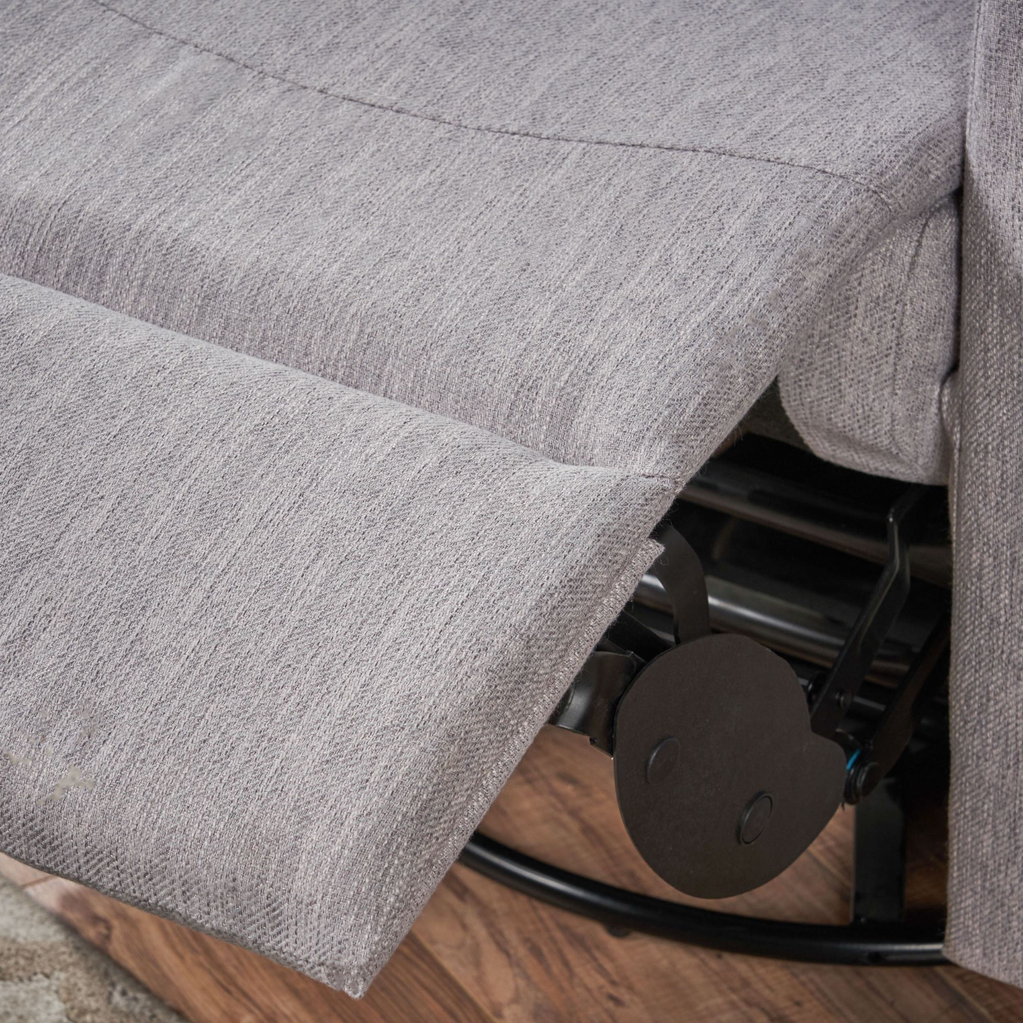 Noble House Warren Standard Fabric Glider Swivel Push Back Nursery Recliner, Gray