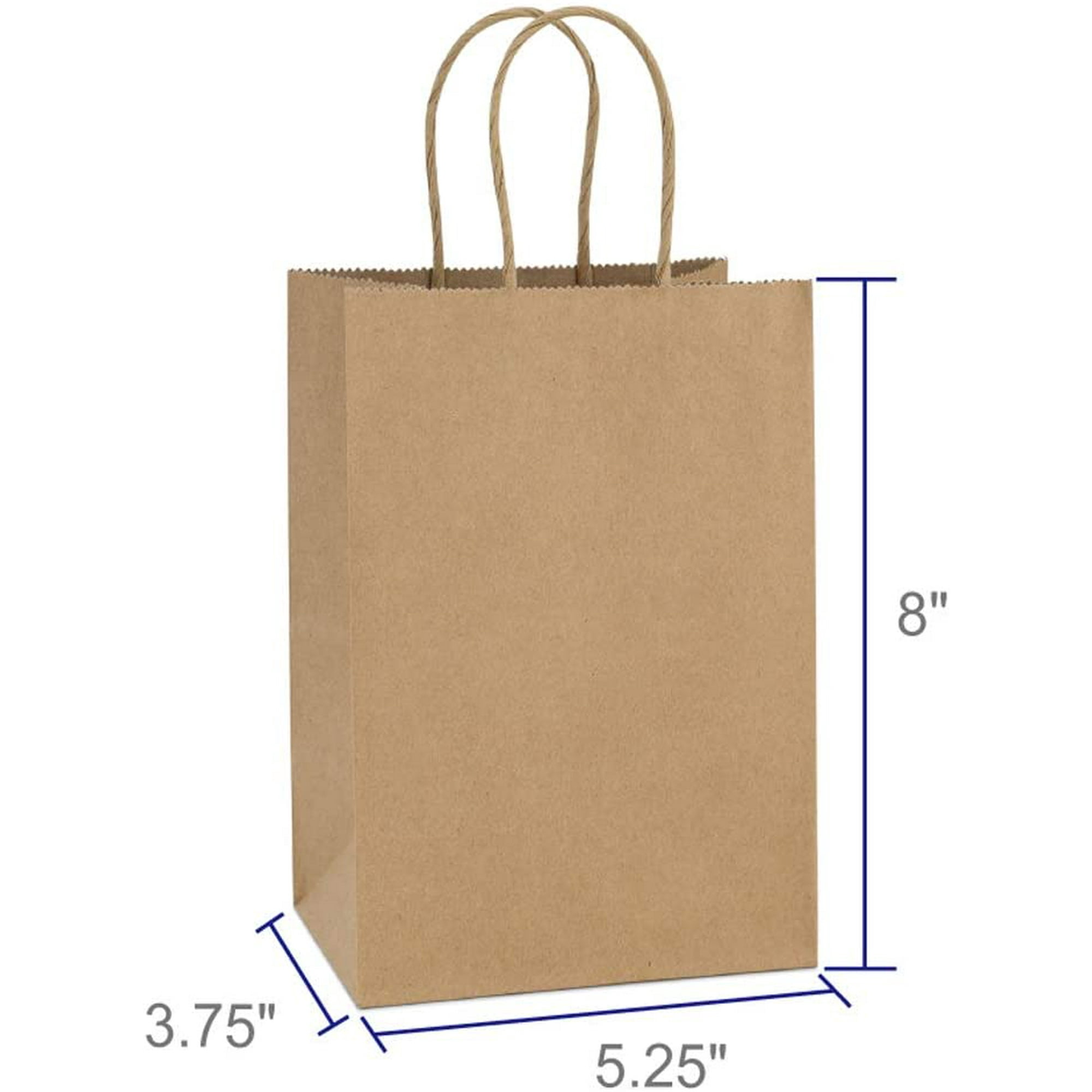 Kraft Paper Bags 100Pcs 5.25x3.75x8 Inches Small Paper Gift Bags with Handles Bulk Paper Shopping Bags Kraft Bags Party Bags Brown Bags Walmart