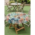 thumbnail image 3 of Coastal Beach Outdoor Tablecloth - 54 Inch Round Dining Table Cover, Nautical Summer Coral Starfish Shell Waterproof Outdoor Table Cloth with Umbrella Hole & Zipper for Picnic/Patio/Party, 3 of 7