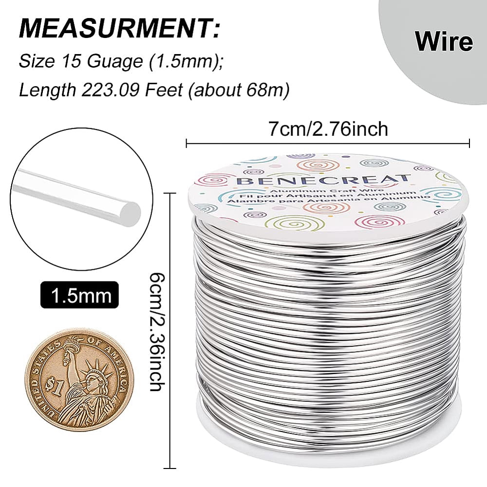 15 Gauge 220Feet Soft Aluminum Wire Anodized Jewelry Craft Making Beading Floral Colored Aluminum Craft Wire Gem Wrapping Jewelry Craft