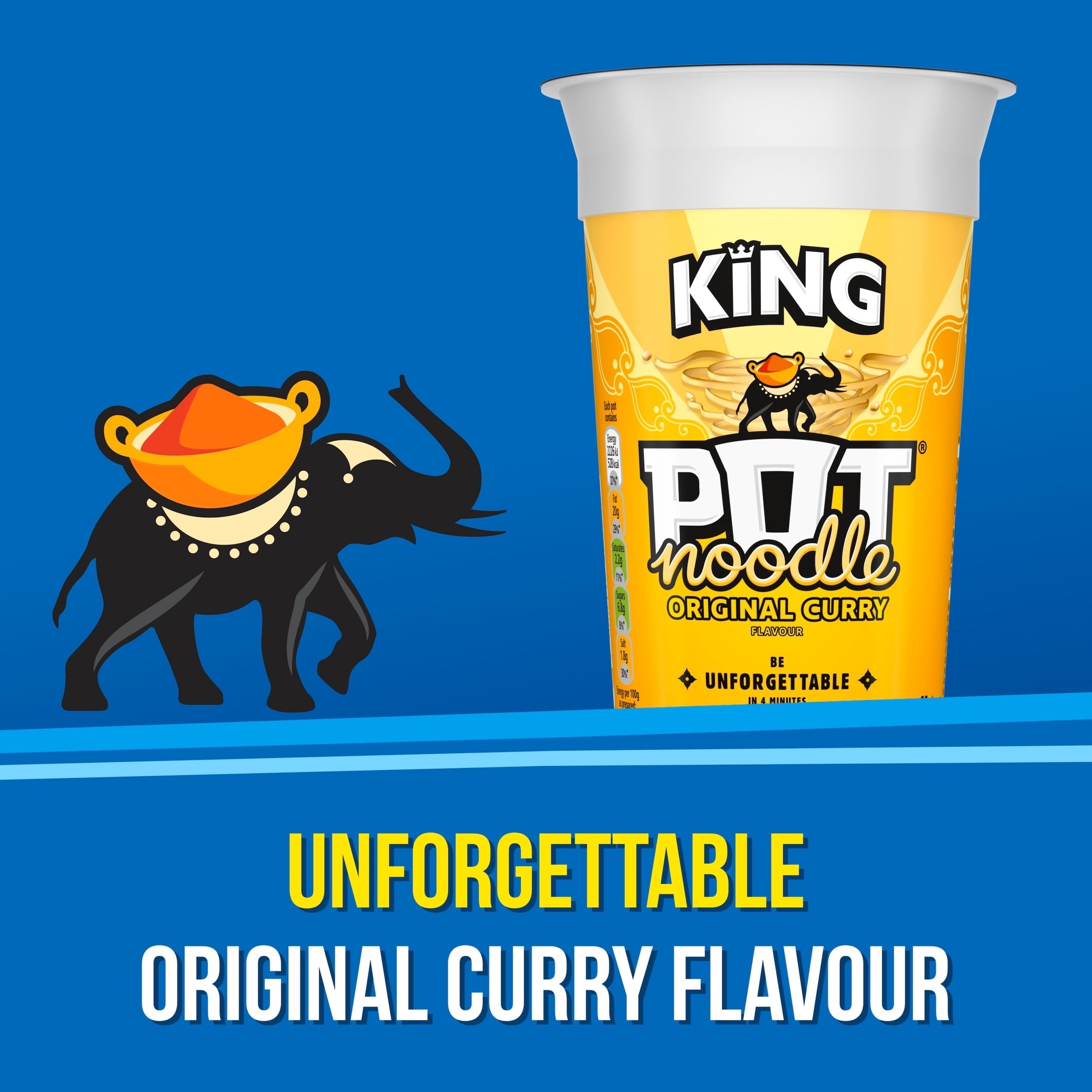 Pot Noodle Original Curry Instant Noodles King Pot 114g, Imported from Britain