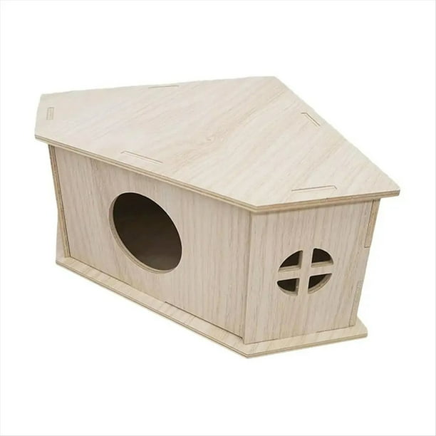 Casa Erizo Pequeño Hábitat de Animales de Madera Ocultar Choza Patio de Juegos Pequeño Hábitat de Animales Resistente Natural Suministros para Mascotas