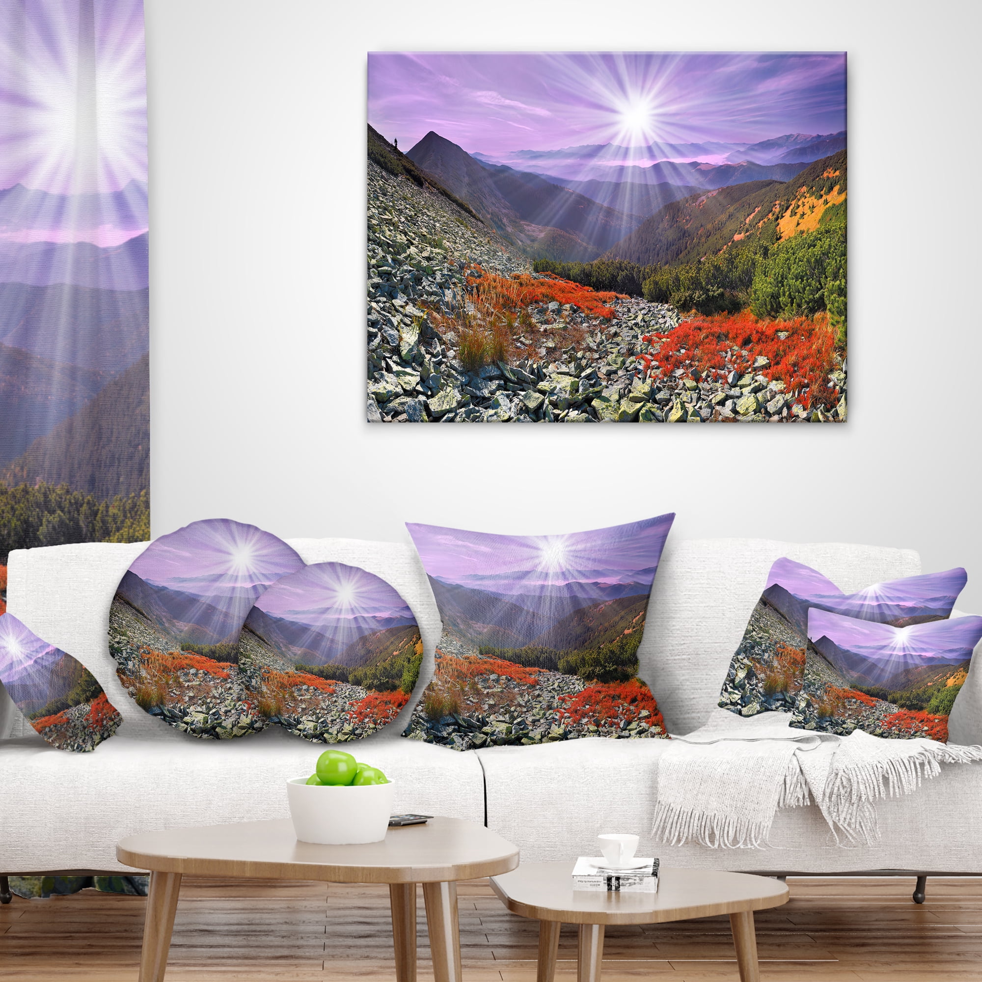 Designart Rocky and Colorful Carpathian - Landscape Photo Throw Pillow - 16x16