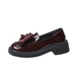 thumbnail image 2 of Miluxas Women's Leather Platform Loafers with Bow - Chunky Trendy Slip-On Dress Shoes for Work & Casual Wear Brown 7.5(40), 2 of 9
