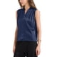 thumbnail image 4 of INSPIRAR CHIC Top sin mangas de seda satinada de verano para mujer, con escote en V y fruncido, XS, azul oscuro, 4 of 6