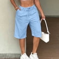 thumbnail image 6 of Cutuoiiu Womens Knee Length Shorts Solid Color Cotton Blend Drawstring Waist with Pleats and Pockets for Daily Wear Gift, 6 of 9