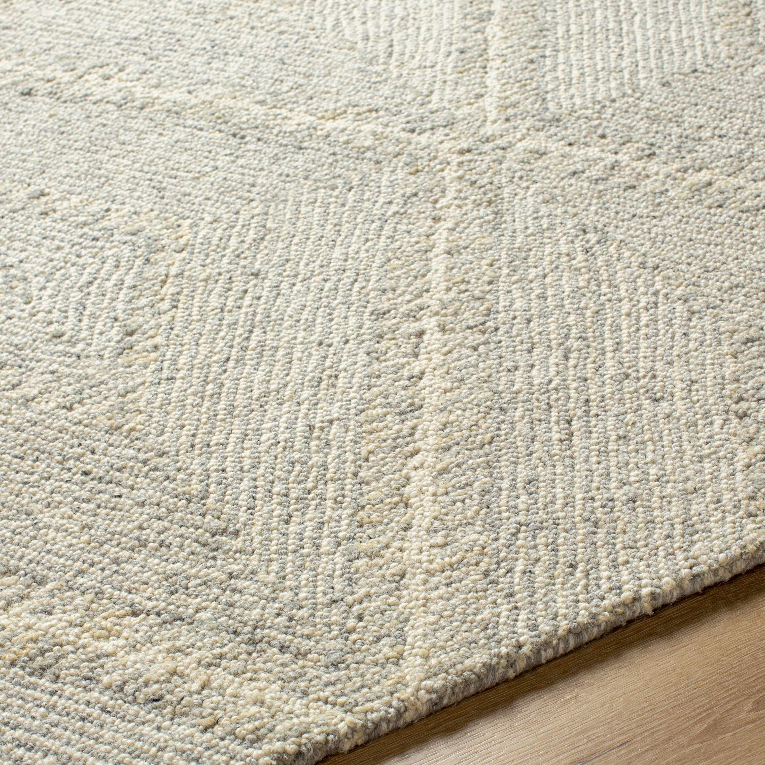 Hauteloom Alick Boho Diamond Hand Tufted Wool Natural Fiber Soft Large Area Rug - Traditional Trellis Carpet for Living Room, Bedroom, Dining Room - Cream, Sage - 8' x 10' (8x10 Area Rug)