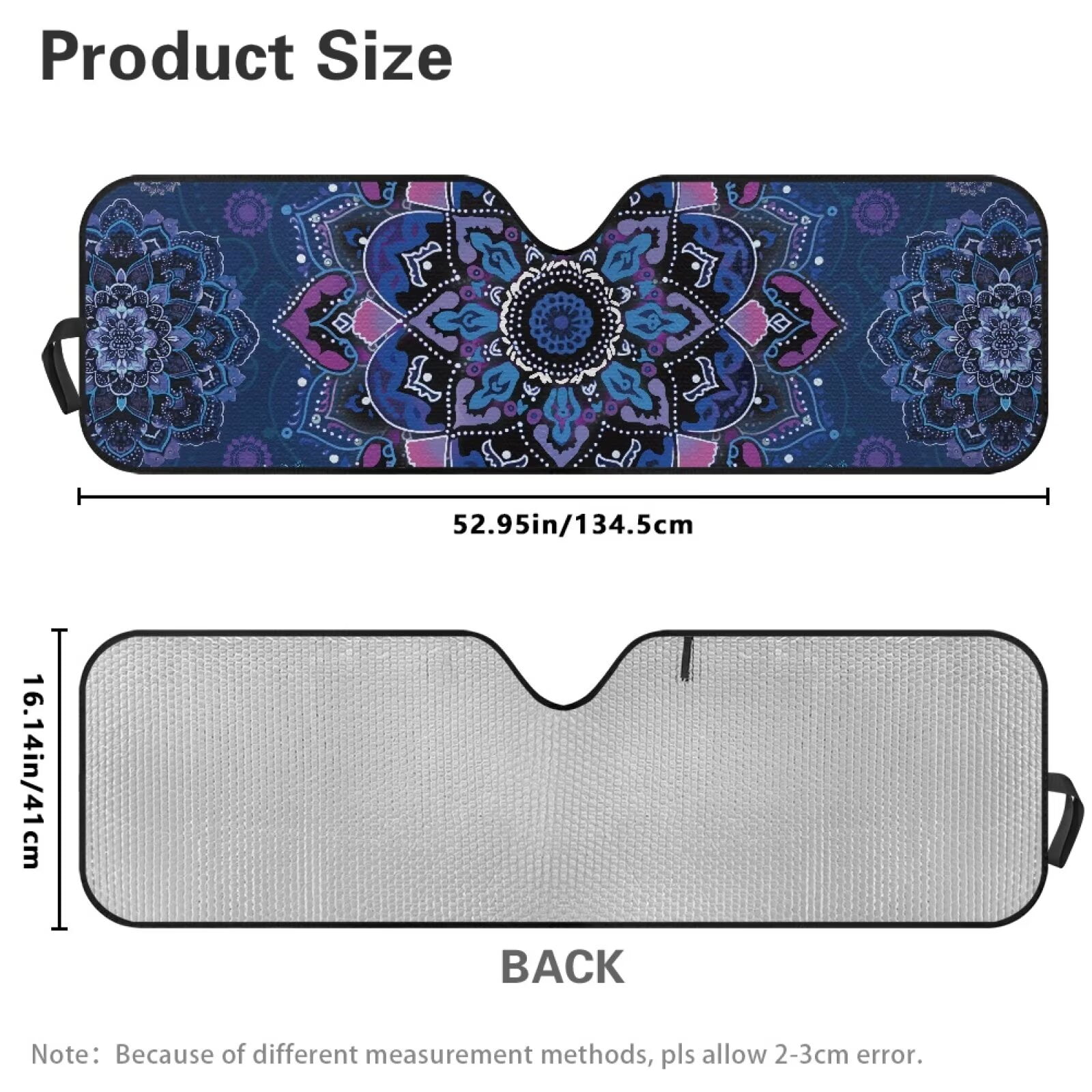 Uorisanigo Windshield Sun Shade, Car Sunshade for 2018-2023 Jeep Wrangler JL JLU Gladiator JT-Blocks UV Rays Blue Mandala Flowers Sun Visor Shield,Front Window Sunshade Keeps Vehicle Cool