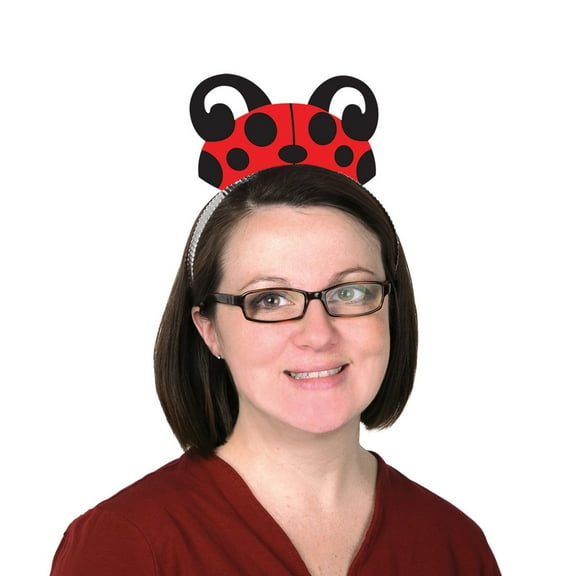 Club Pack of 12 Red and Black Ladybug Party Tiara Headbands