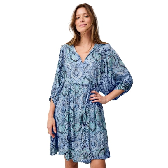 Ellos Plus Size Crinkle Keyhole Empire Dress