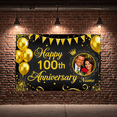 thumbnail image 3 of Black Background Gold Glitter Happy 100th Anniversary Banner with Photo Frame Balloons Party Decors Backdrop for Anniversary Celebrations Photography Props Home Decor Events, 3 of 8