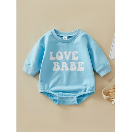 

Toddler Baby Girl Boy Fall Winter Clothes Sweatshirt Rompers Love Babe Letter Print Long Sleeve Jumpsuit Top (Pink 0-3 Months)