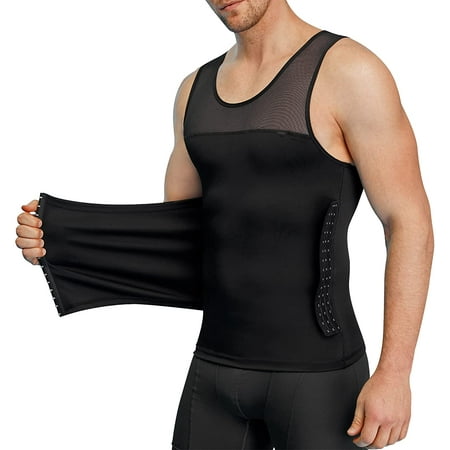 

Molutan Men Body Shaper Slimming Vest Tight Tank Top Compression Shirt Tummy Control Underwear Moobs Binder(Black 3XL)