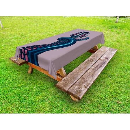 

Octopus Outdoor Tablecloth Sea Animal with Guitar Riff Musical Instrument Rock and Roll Modern Artwork Print Decorative Washable Fabric Picnic Table Cloth 58 X 84 Inches Lilac Blue by Ambesonne