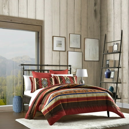 Southwest Red Turquoise Brown Reversible King Comforter Set 5