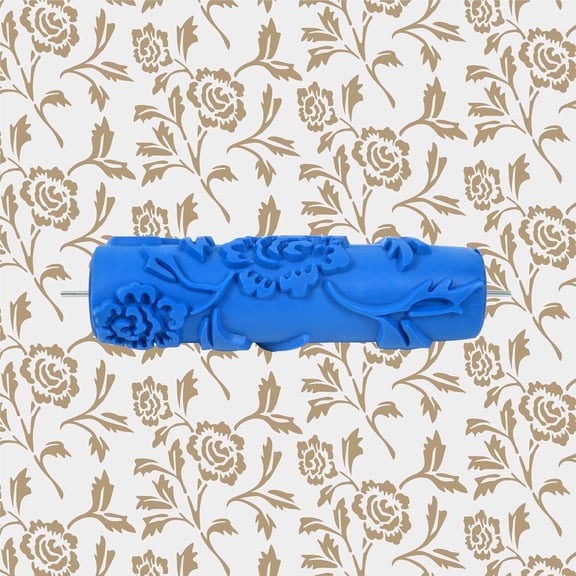 Nichiyo 7-inch Texture Paint Roller Flower Pattern Embossing Rubber Roller for Wall Decoration Reusable DIY Wallpaper (EG110C)