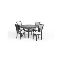New Classic Furniture Gia 5-Piece Round Solid Wood Dining Set in Gray