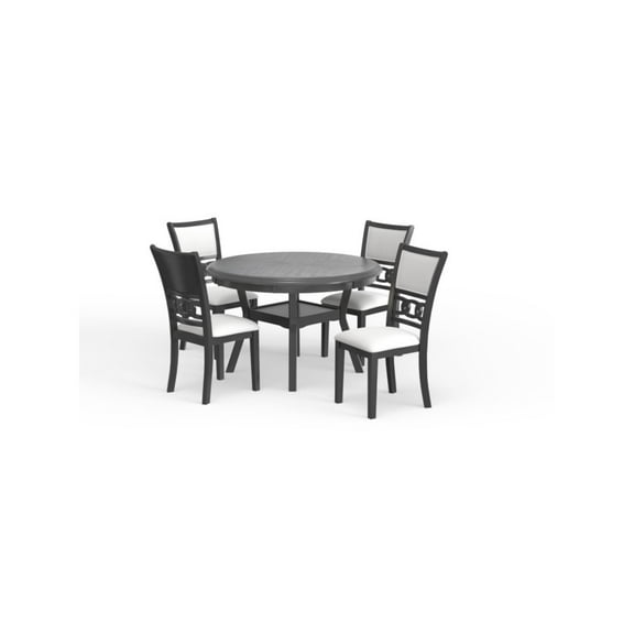 New Classic Furniture Gia 5-Piece Round Solid Wood Dining Set in Gray