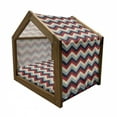 thumbnail image 2 of Chevron Pet House, Triangle Abstract Geometrical Detailed Retro Vintage Image, Outdoor & Indoor Portable Dog Kennel with Pillow and Cover, 5 Sizes, Pale Blue Navy Blue, by Ambesonne, 2 of 5