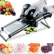 IFCOW Mandoline Food Slicer, Adjustable Stainless Steel Vegetable Slicer with Hand Guard, Cut-Resistant Gloves and Brush, Julienne Slicer
