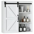 thumbnail image 2 of kleankin Farmhouse Bathroom Wall Cabinet, Medicine Cabinet with Sliding Barn Door and Adjustable Shelf, Over the Toilet Cabinet, White, 2 of 9