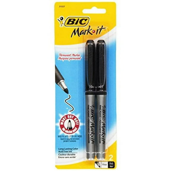BIC Mark-It Permanent Marker Fine Point Black 2 ct