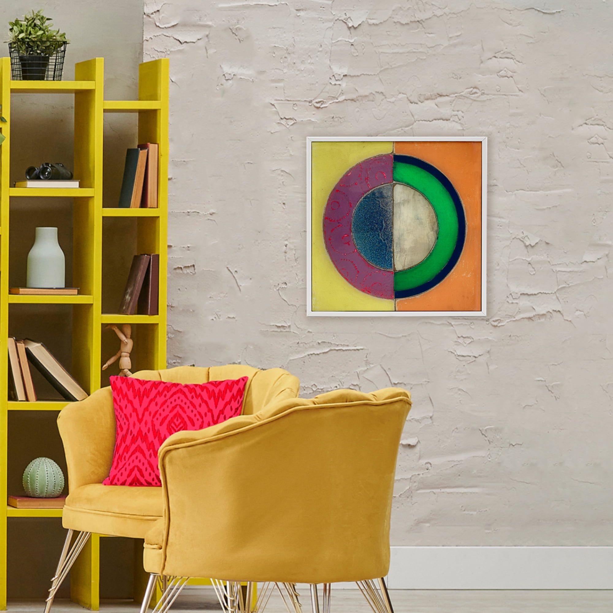 Stupell Industries Muted Round Color Black White Framed Giclee Art, design by Matthew Finger