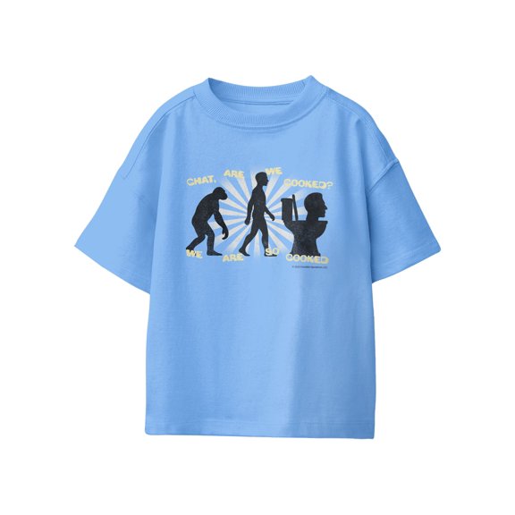 Skibidi Toilet We Are So Cooked Chat Youth Boys Graphic T-Shirt (Carolina Blue, S-XL)