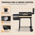thumbnail image 5 of Segmart Charcoal Grill with Offset Smoker, Portable Outdoor Barrel Grill with Front Shelf, Built-In Thermometer & Wheels, 338 Sq. In. Cooking Area, Ideal for Backyard Patio BBQ, 5 of 8