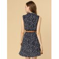 thumbnail image 3 of Vestido Sin Mangas Allegra K Día de San Patricio Cinturón Estampado Por Encima De La Rodilla Rama de flor azul oscuro M, 3 of 6