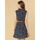 thumbnail image 3 of Vestido Sin Mangas Allegra K Día de San Patricio Cinturón Estampado Por Encima De La Rodilla Rama de flor azul oscuro M, 3 of 6
