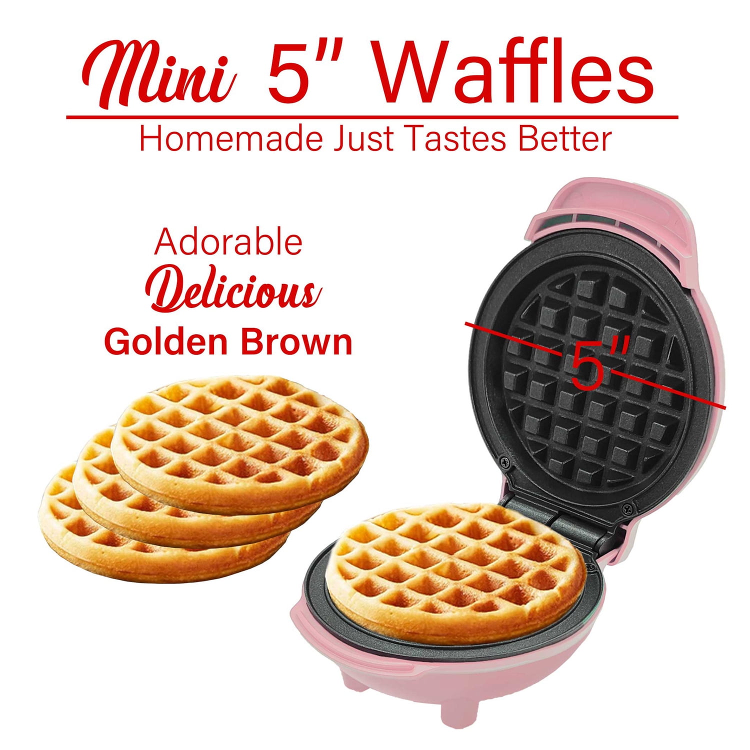 Brentwood 400-Watt 5-In. Non-Stick Mini Waffle Maker (Pink), TS-2141PK