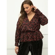 ELOQUII Elements Floral Print Peplum Top