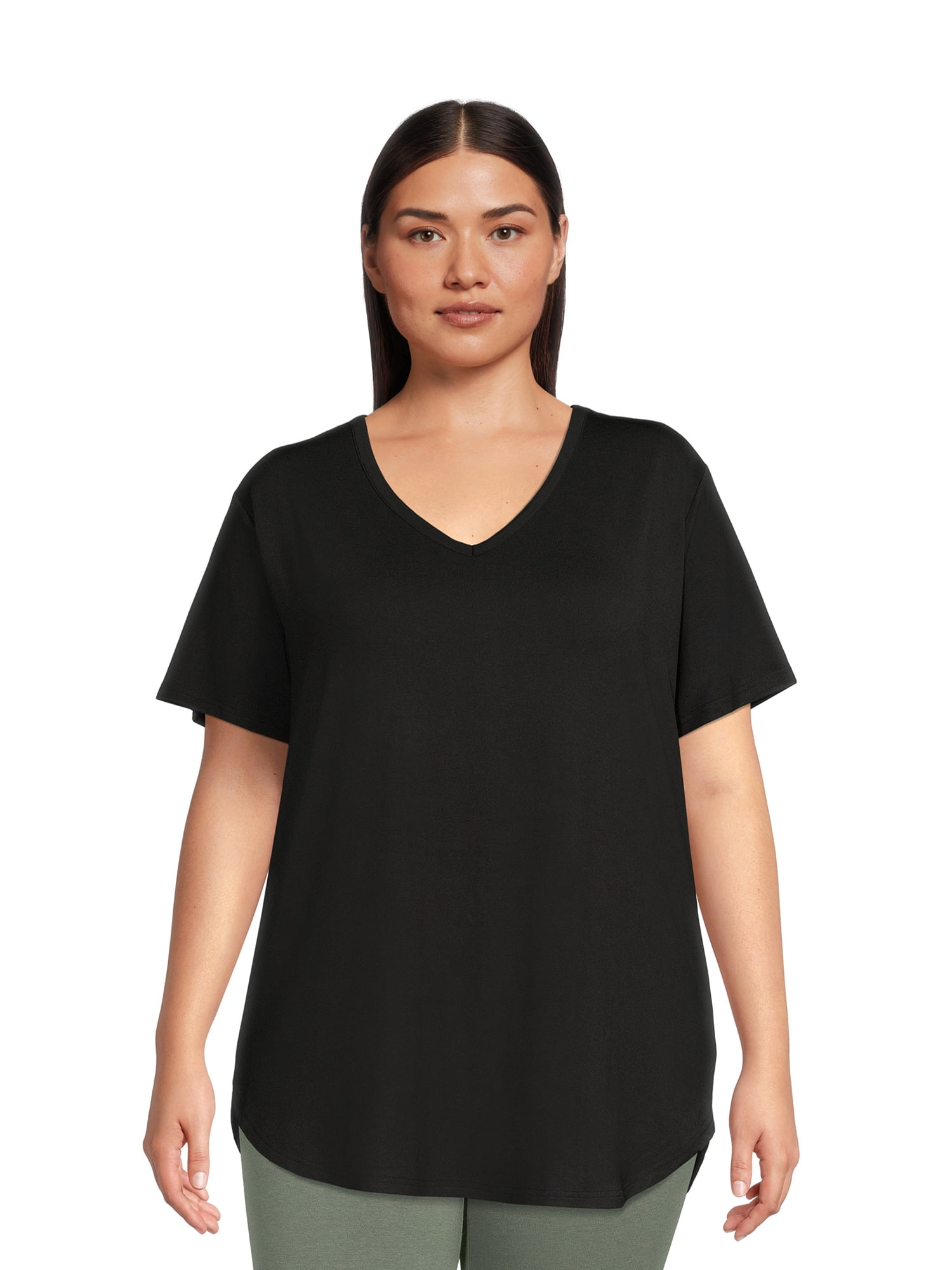 Terra & Sky Women's Plus Size V-Neck Tunic T-Shirt