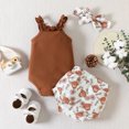 thumbnail image 4 of Felwors Infant Girls Sleeveless Ruffles Ribbed Romper Bodysuit Cartoon Cow Prints Shorts Headbands Outfits, 4 of 8